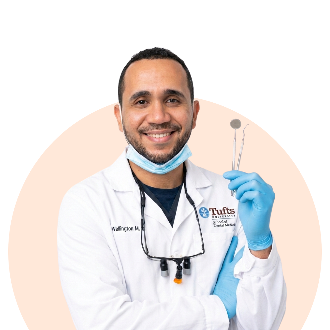 dentist wellington tejeda smiling at camara